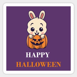 Happy Halloween White Rabbit (Black) Magnet